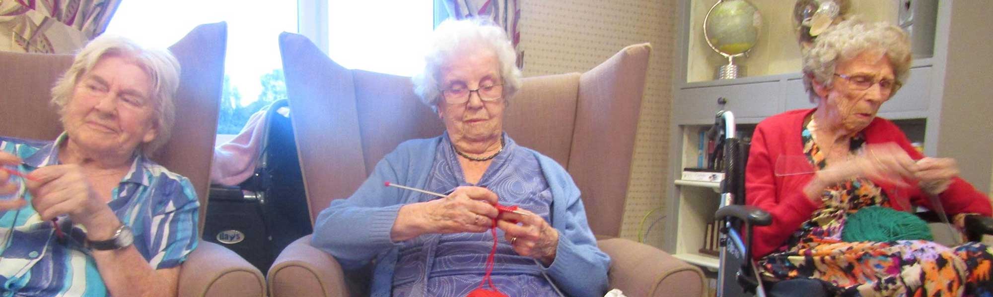 residents knitting