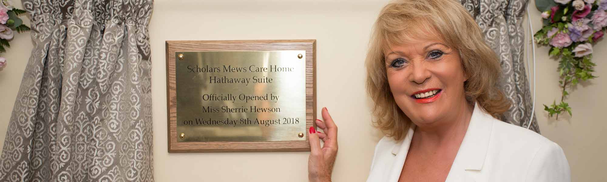 Sherrie Hewson Opening Hathaway Suite at Scholars Mews Care Home
