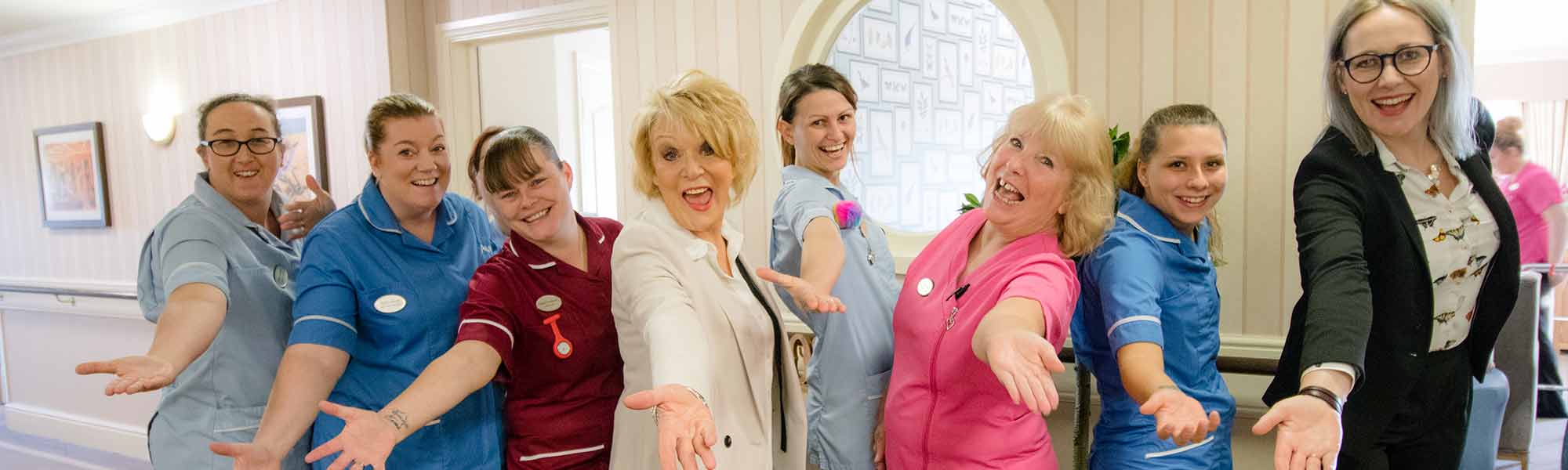 Seagrave House Care Home Sherrie Hewson Coffee Lounge Staff Smiles jazz hands banner hero
