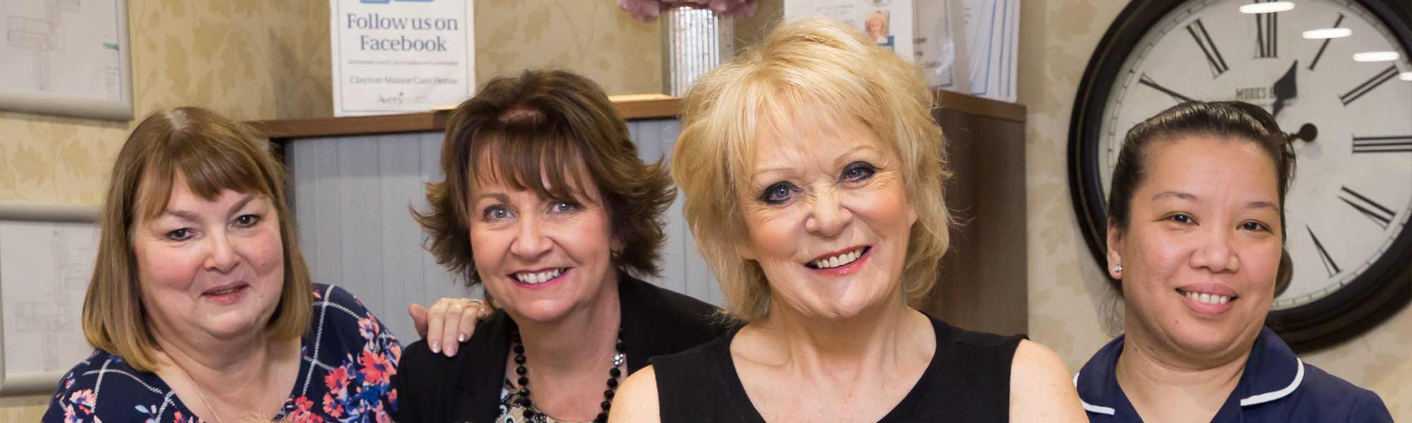 Clayton Manor Care Home Sherrie Hewson Visit Avery Healthcare Staff Smile clock