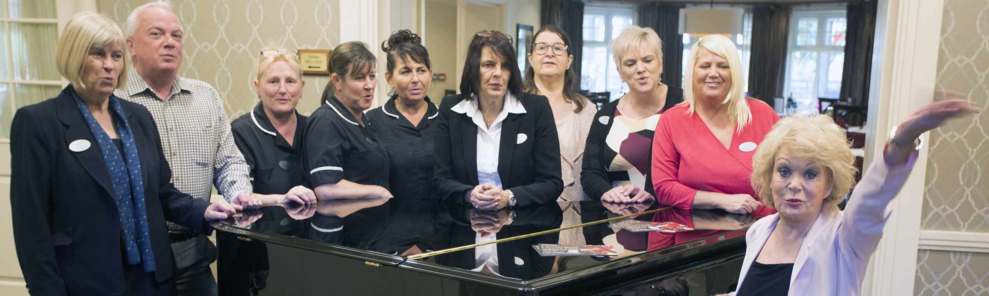 Sherrie Hewson Birchmere House Care Home Piano sing staff