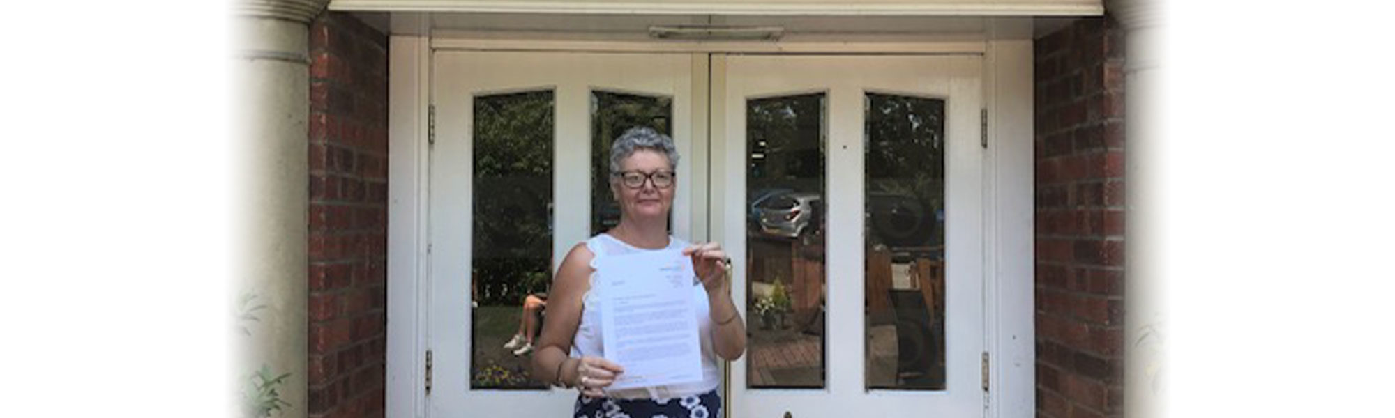 Debbie Marshall at Clayton Manor with Council letter